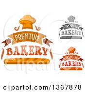 Clipart Of A Toque Shaped Muffin And Baguette Bread With Bakery Text Royalty Free Vector Illustration