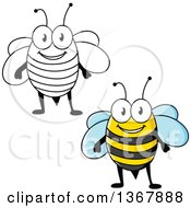 Clipart Of Cartoon Happy Bees Royalty Free Vector Illustration
