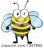 Clipart Of A Cartoon Happy Bee Royalty Free Vector Illustration