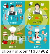 Poster, Art Print Of Barman Waiter Cook And Baker Designs