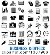 Poster, Art Print Of Black And White Business And Office Icons With Text