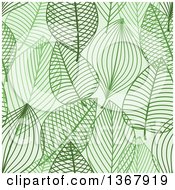 Clipart Of A Seamless Background Pattern Of Green Skeleton Leaves Royalty Free Vector Illustration