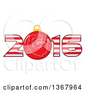 Poster, Art Print Of Santa Face On A Christmas Bauble In A Striped New Year 2016