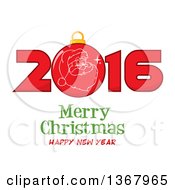 Poster, Art Print Of Santa Face On A Bauble In A Red New Year 2016 Over Merry Christmas Happy New Year Greeting