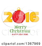 Poster, Art Print Of Santa Face On A Bauble In A Red New Year 2016 Over Merry Christmas Happy New Year Greeting