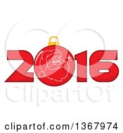 Poster, Art Print Of Santa Face On A Christmas Bauble In A Red New Year 2016