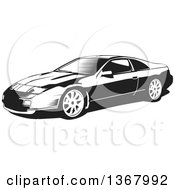 Black And White Woodcut Nissan 300zx Sports Car