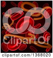 Poster, Art Print Of Background Of 3d Blood Cells And The Ebola Virus On Black