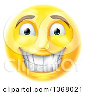 Poster, Art Print Of 3d Yellow Male Smiley Emoji Emoticon Face Grinning With Shiny Teeth