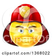 Poster, Art Print Of 3d Yellow Male Fireman Smiley Emoji Emoticon Face Wearing A Helmet
