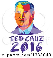 Poster, Art Print Of Retro Portrait Of Ted Cruz Over Text