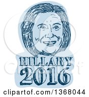 Retro Sketched Portrait Of Hillary Clinton Over Text
