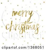 Golden Merry Christmas Greeting And Stars On White