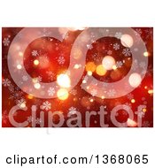 Poster, Art Print Of Red Christmas Background With Bokeh Flares And Snowflakes