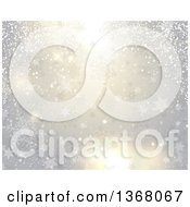 Clipart Of A Christmas Background Of Snow Snowflakes Stars And Flares On Gray Royalty Free Vector Illustration