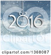 Poster, Art Print Of Happy New Year 2016 Greeting Over A 3d Winter Forest