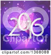 Clipart Of A Happy New Year 2016 Greeting Over Purple Geometric And Flares Royalty Free Vector Illustration