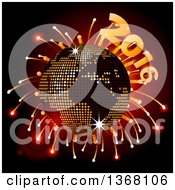 Poster, Art Print Of 3d Sparkly Earth Disco Ball With Fireworks And 2016
