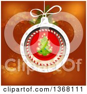 Clipart Of A Christmas Tree Bauble Over Red Royalty Free Vector Illustration
