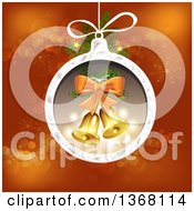 Poster, Art Print Of Christmas Bauble With Bells Over Red