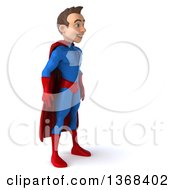 Clipart Of A 3d Young Brunette White Male Super Hero In A Blue And Red Suit On A White Background Royalty Free Illustration by Julos