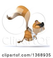3d Casual Squirrel Wearing Shades And A White Shirt On A White Background