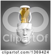 Clipart Of A 3d Open White Male Head With Beer On A Gray Background Royalty Free Illustration by Julos