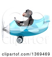 Clipart Of A 3d Chimpanzee Monkey Aviator Pilot Wearing Sunglasses And Flying A Blue Airplane On A White Background Royalty Free Illustration