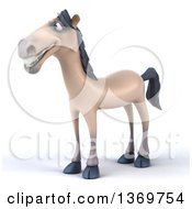 Clipart Of A 3d Happy Beige Horse On A White Background Royalty Free Illustration by Julos