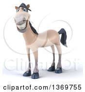 Clipart Of A 3d Happy Beige Horse On A White Background Royalty Free Illustration by Julos