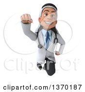 Clipart Of A Young Male Arabian Doctor Flying On A White Background Royalty Free Illustration by Julos