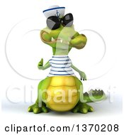 Clipart Of A 3d Sailor Crocodile Wearing Sunglasses And Giving A Thumb Up On A White Background Royalty Free Illustration