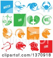 Poster, Art Print Of Elements And Horoscope Zodiac Astrology Icons