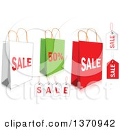 Poster, Art Print Of White Green And Red Retail Shopping Bags And Tags