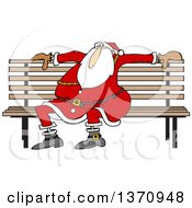 Cartoon Christmas Santa Claus Sitting On A Park Bench