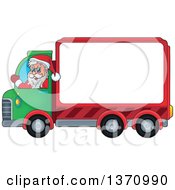 Poster, Art Print Of Christmas St Nicholas Santa Claus Waving And Driving A Big Rig Truck With A Blank Side