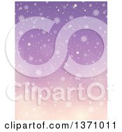 Poster, Art Print Of Winter Background Of Snow Falling Over A Gradient Purple Sky
