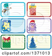 Poster, Art Print Of Christmas Gift Or Name Tag Labels Of A Snowman Gifts Owl Tree And Stars