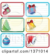 Christmas Gift Or Name Tag Labels Of A Stocking Gift Tree Bell Santa Hat And Bauble