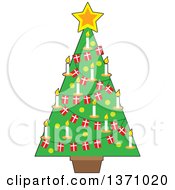 Poster, Art Print Of Christmas Tree Decorated With A Star Candles And Danish Flag Garlands