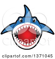 Poster, Art Print Of Shark School Mascot Character Biting A Dodgeball