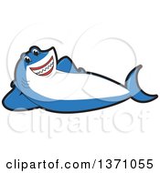 Poster, Art Print Of Shark School Mascot Character Resting On His Side