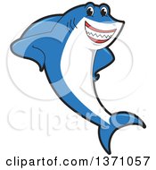 Poster, Art Print Of Shark School Mascot Character Leaning