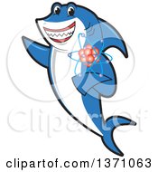 Poster, Art Print Of Shark School Mascot Character Holding An Atom