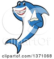 Poster, Art Print Of Shark School Mascot Character Holding A Tooth