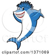 Poster, Art Print Of Cheering Shark School Mascot Character With A Mohawk