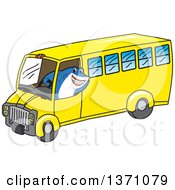Poster, Art Print Of Shark School Mascot Character Driving A School Bus