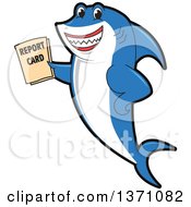 Poster, Art Print Of Shark School Mascot Character Holding A Report Card