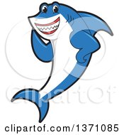 Poster, Art Print Of Shark School Mascot Character Waving