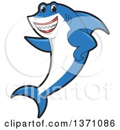 Poster, Art Print Of Shark School Mascot Character Pointing